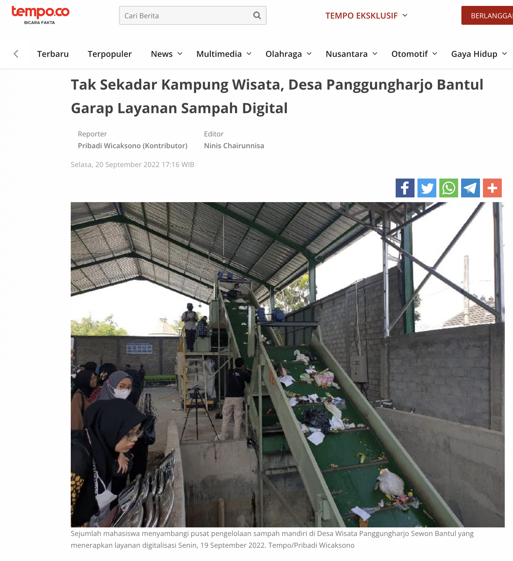 Tak Sekadar Kampung Wisata, Desa Panggungharjo Bantul Garap Layanan Sampah Digital