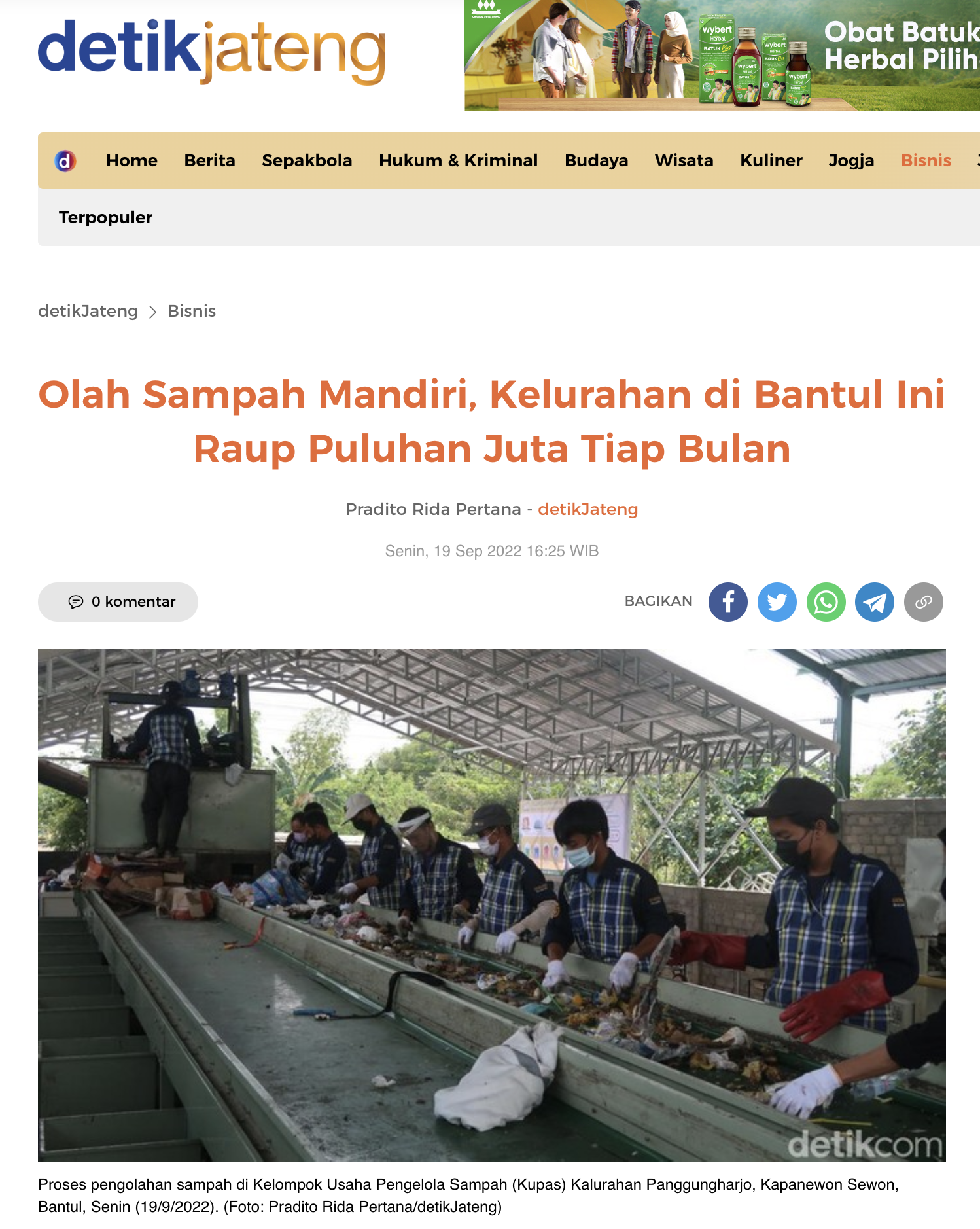 Olah Sampah Mandiri, Kelurahan di Bantul Ini Raup Puluhan Juta Tiap Bulan